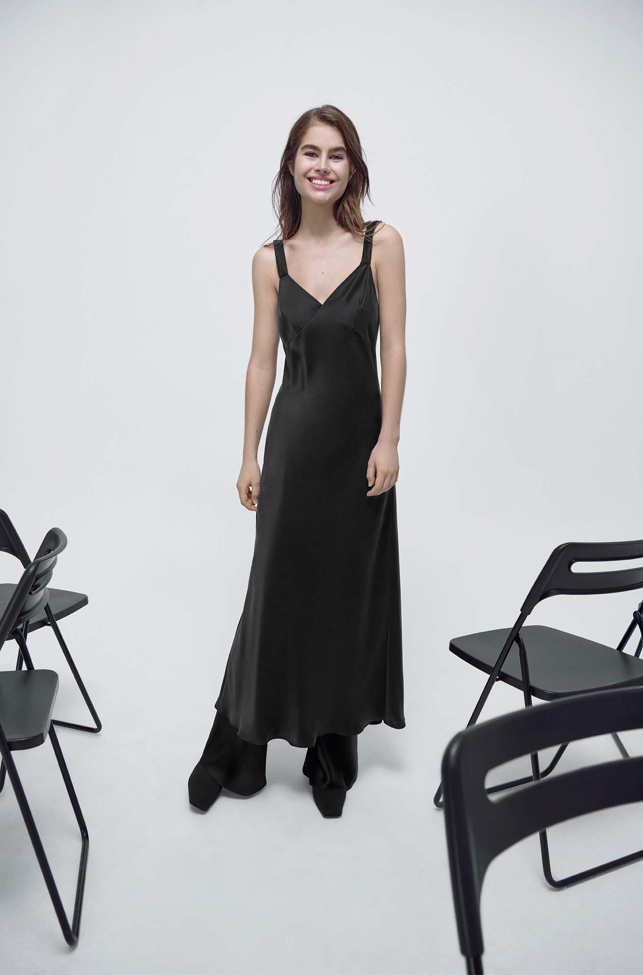 DECO SLIP DRESS BLACK