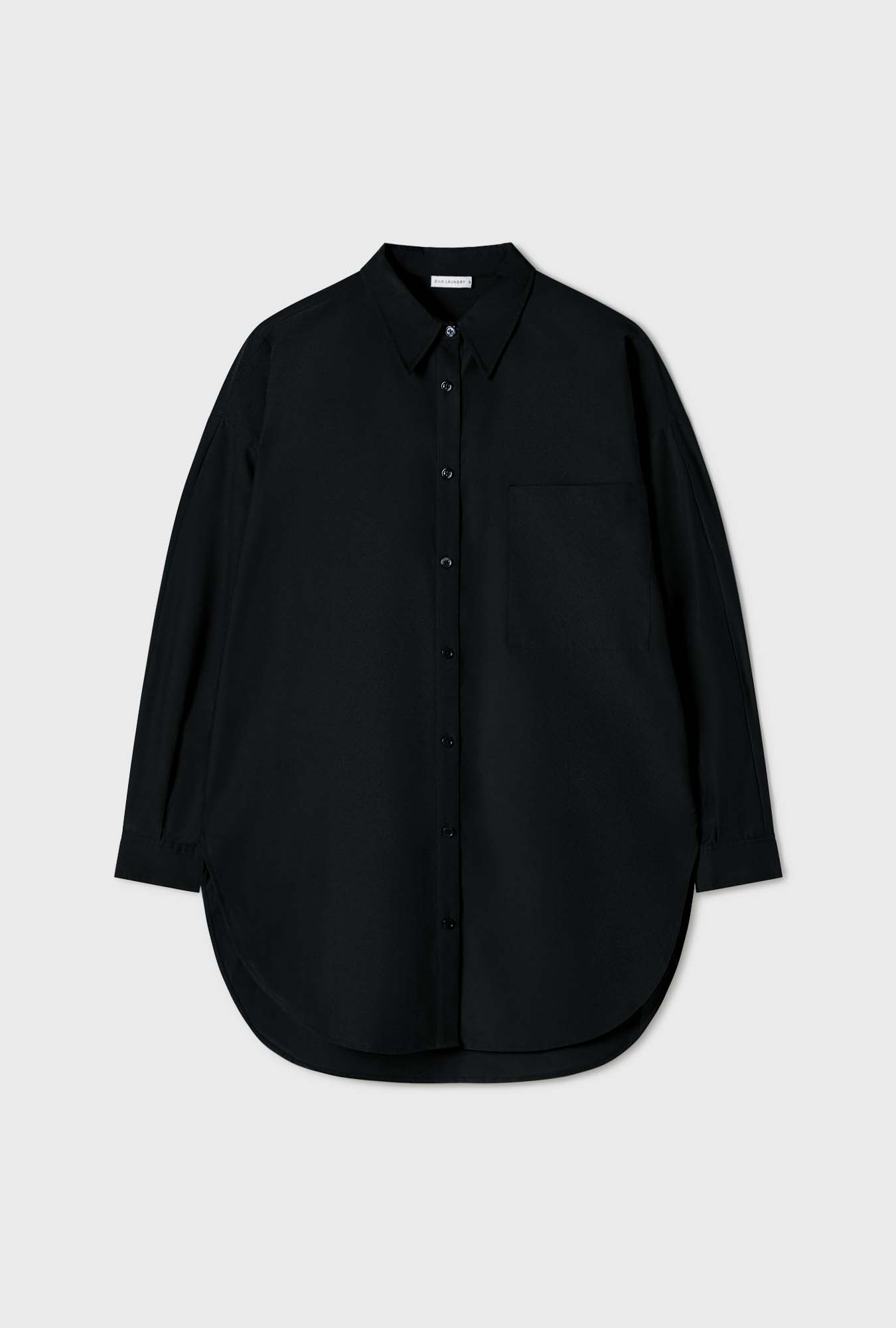 CHEMISE RONDE COTON SOIE NOIR