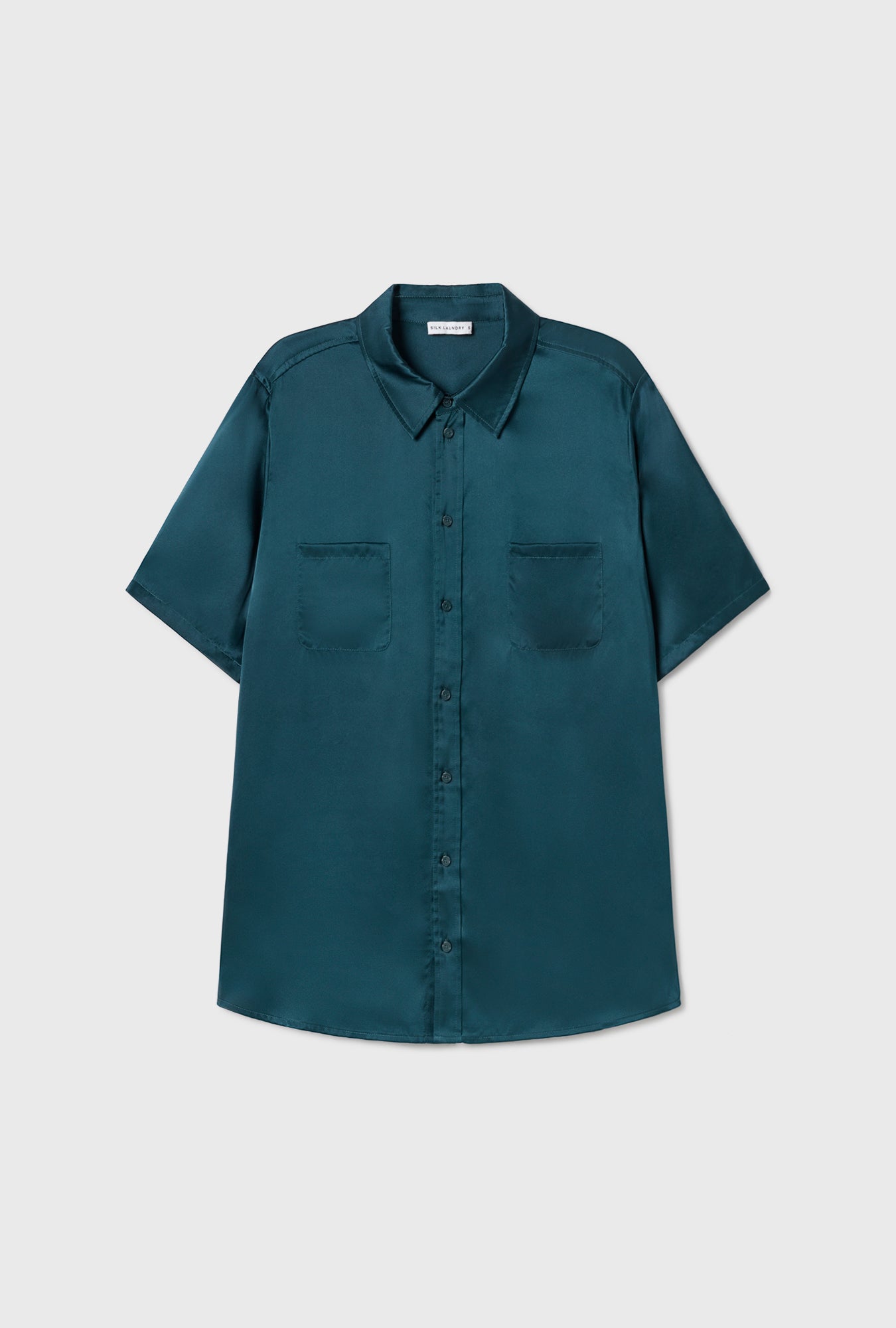 SHORT SLEEVE BOYFRIEND SHIRT TEAL