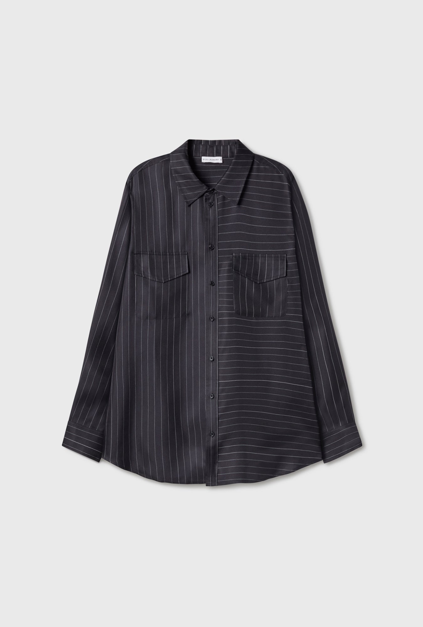 CHEMISE TWILL BOYFRIEND PINSTRIPE NOIR / BLANC