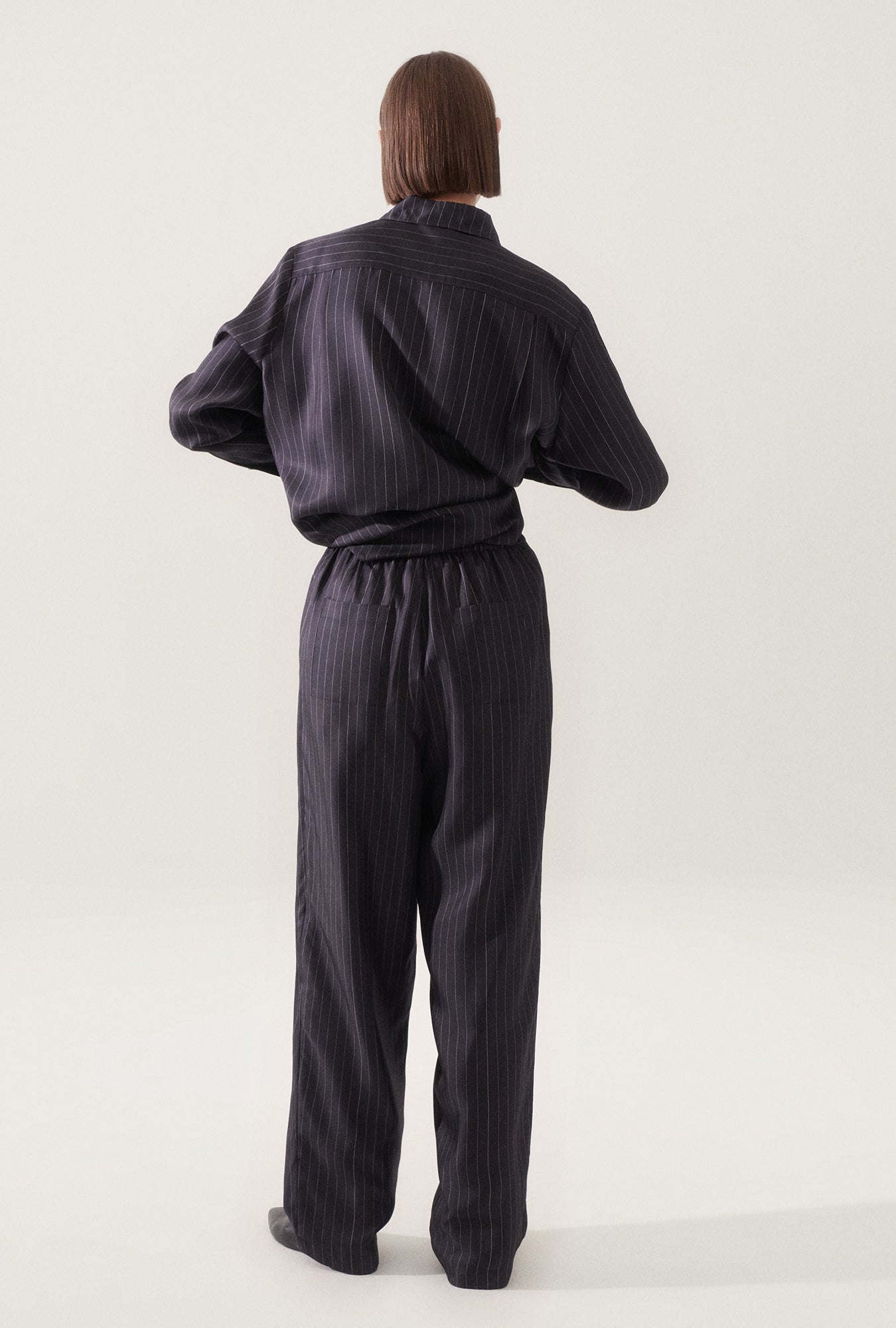 PANTALON SLOUCH TWILL PINSTRIPE NOIR / BLANC