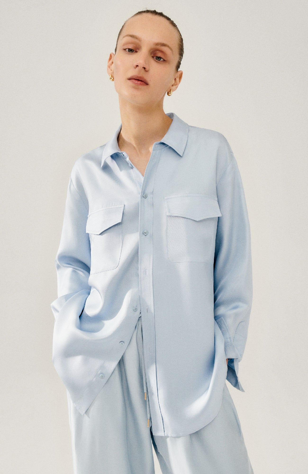 Twill Boyfriend Shirt Sky