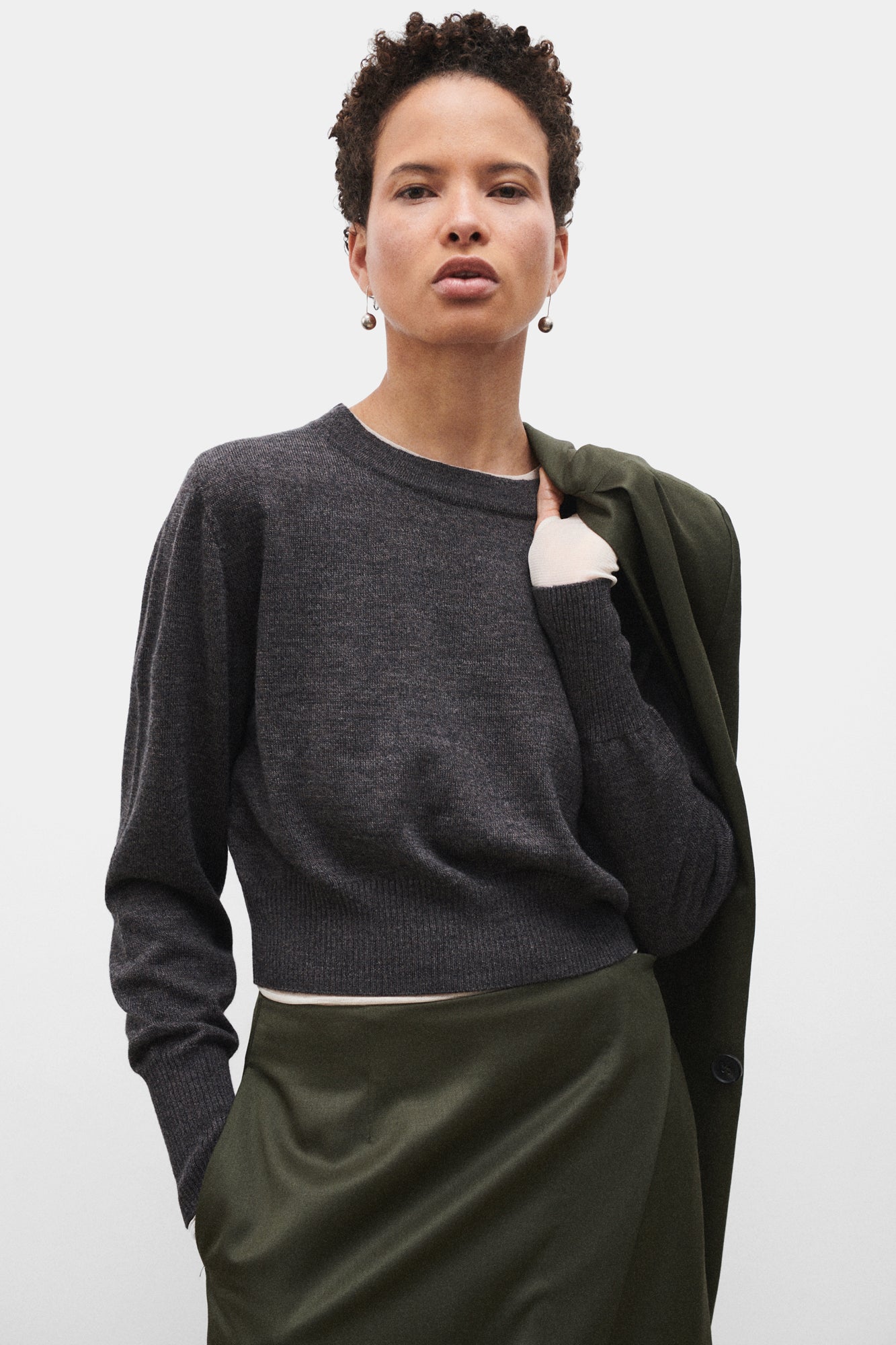 CROPPED CREWNECK GRANITE MELANGE