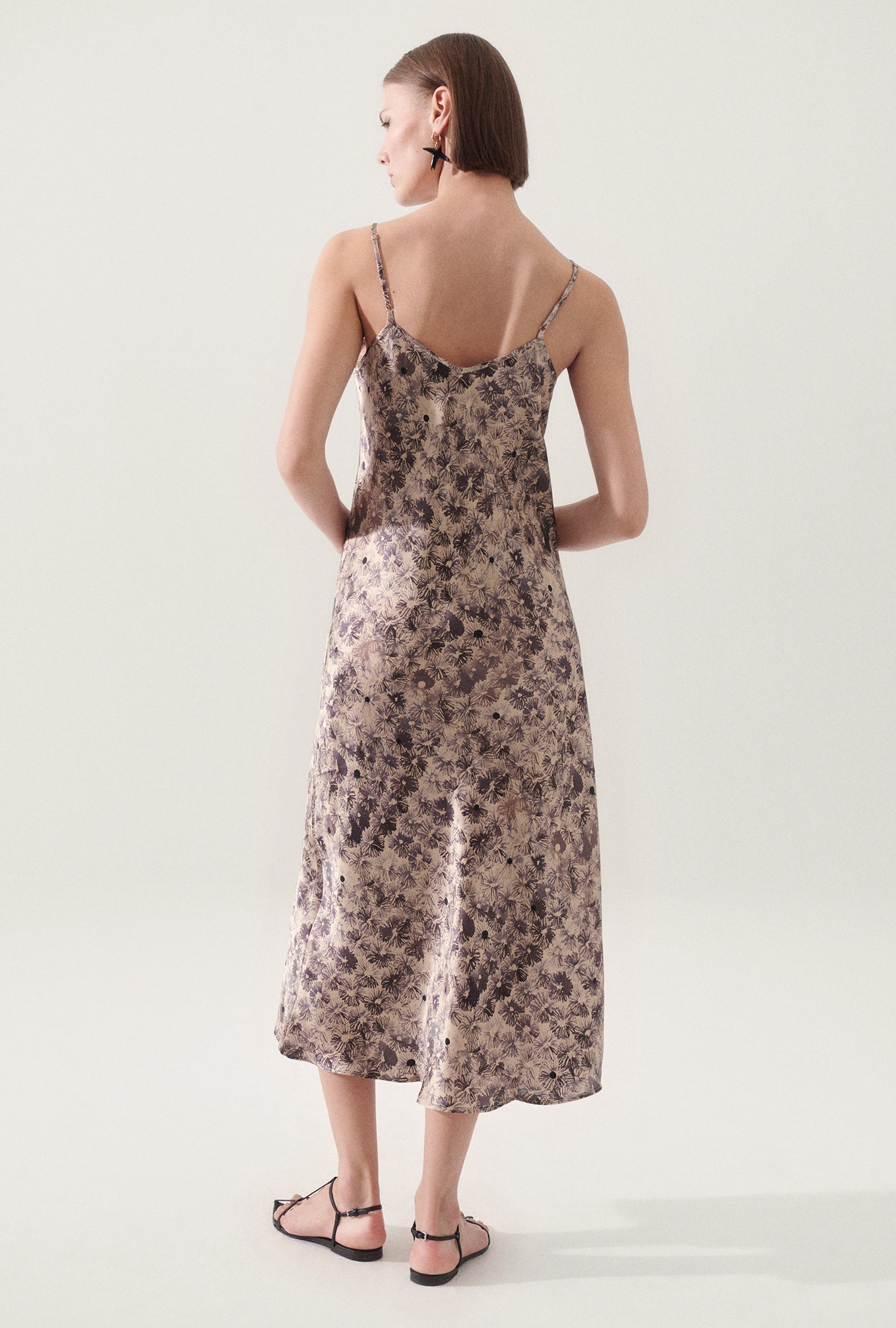 ROBE SLIP ANNÉES 90 ASTER FLEURI