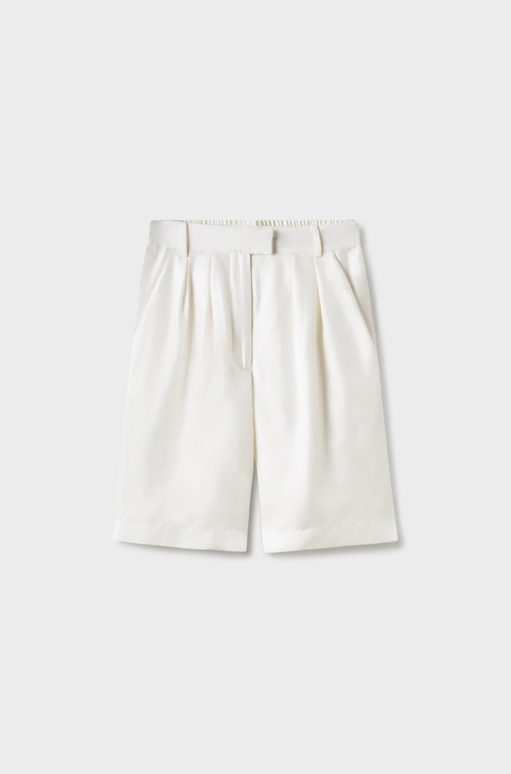 Short plissé double twill blanc