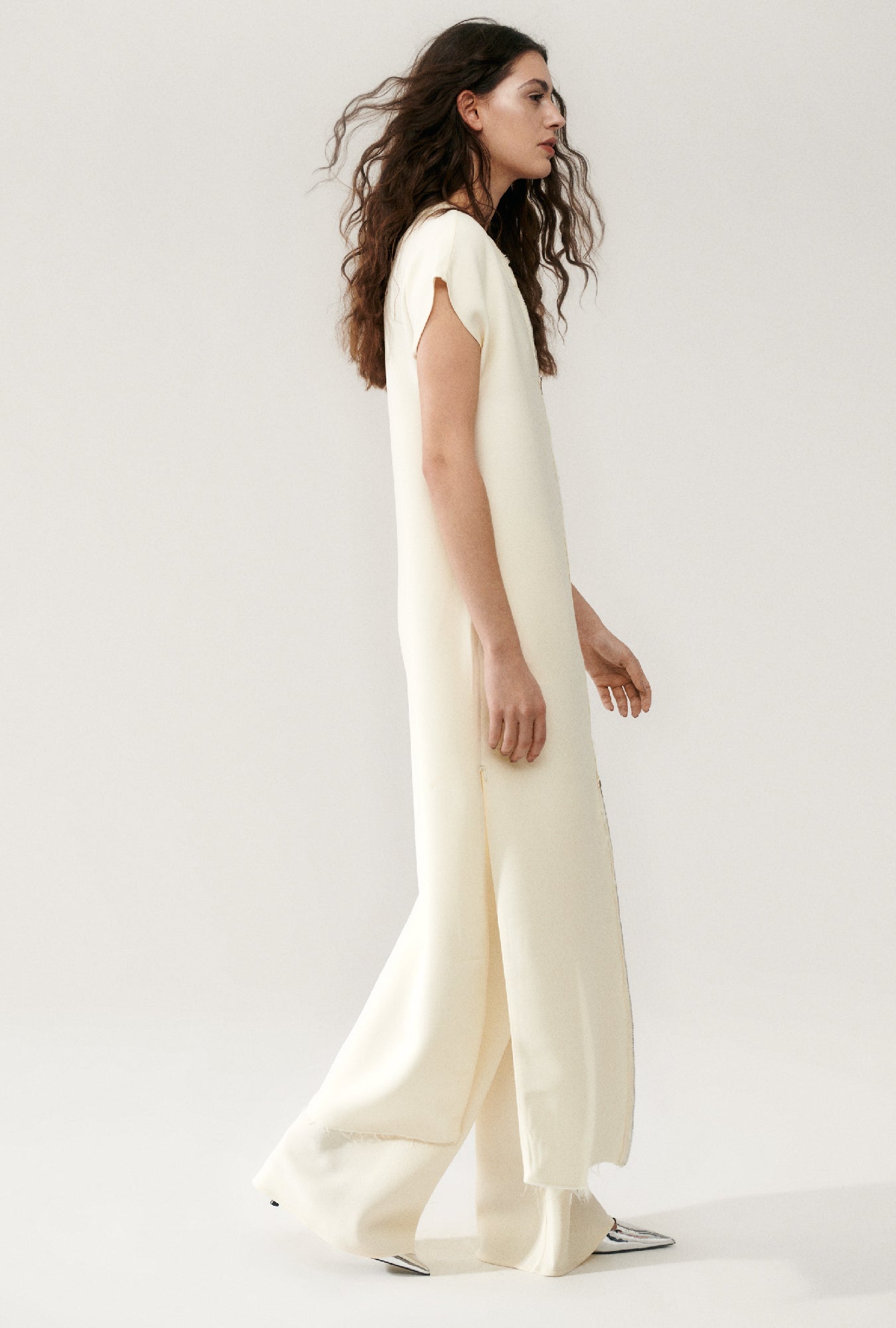 ROBE LONGUE Ample LAINE SOIE CRÈME 