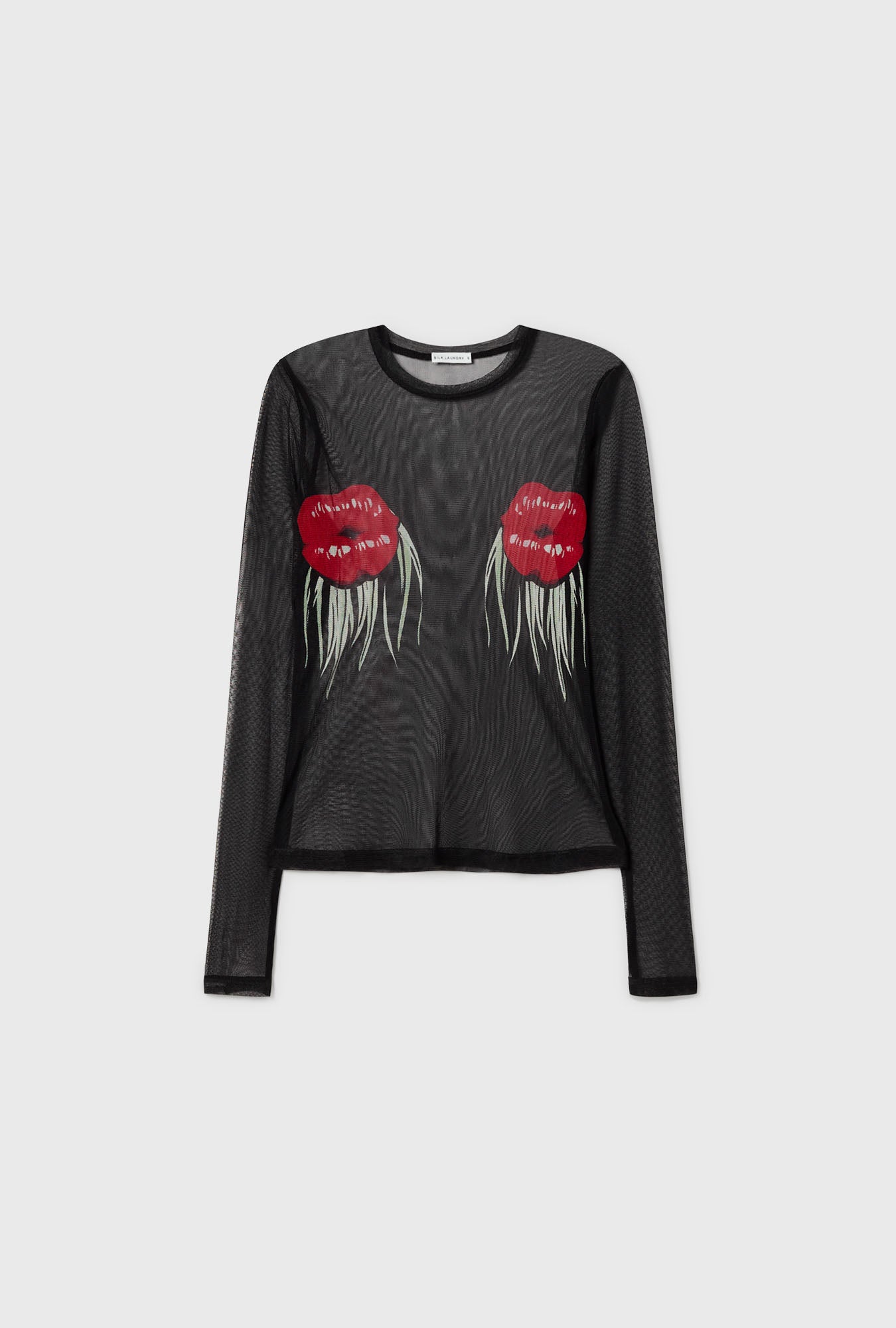 MESH LONG SLEEVE TOP HOT LIPS