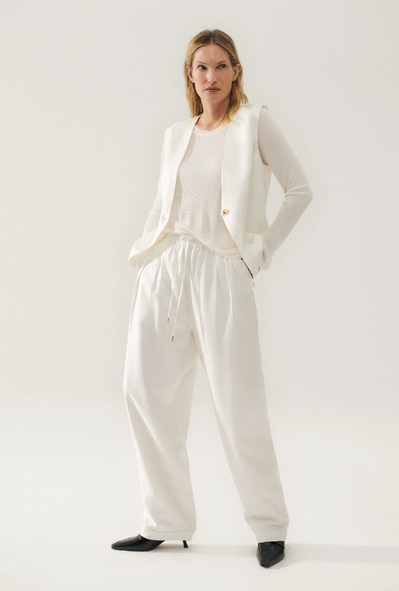 Pantalon couloir en serre blanc