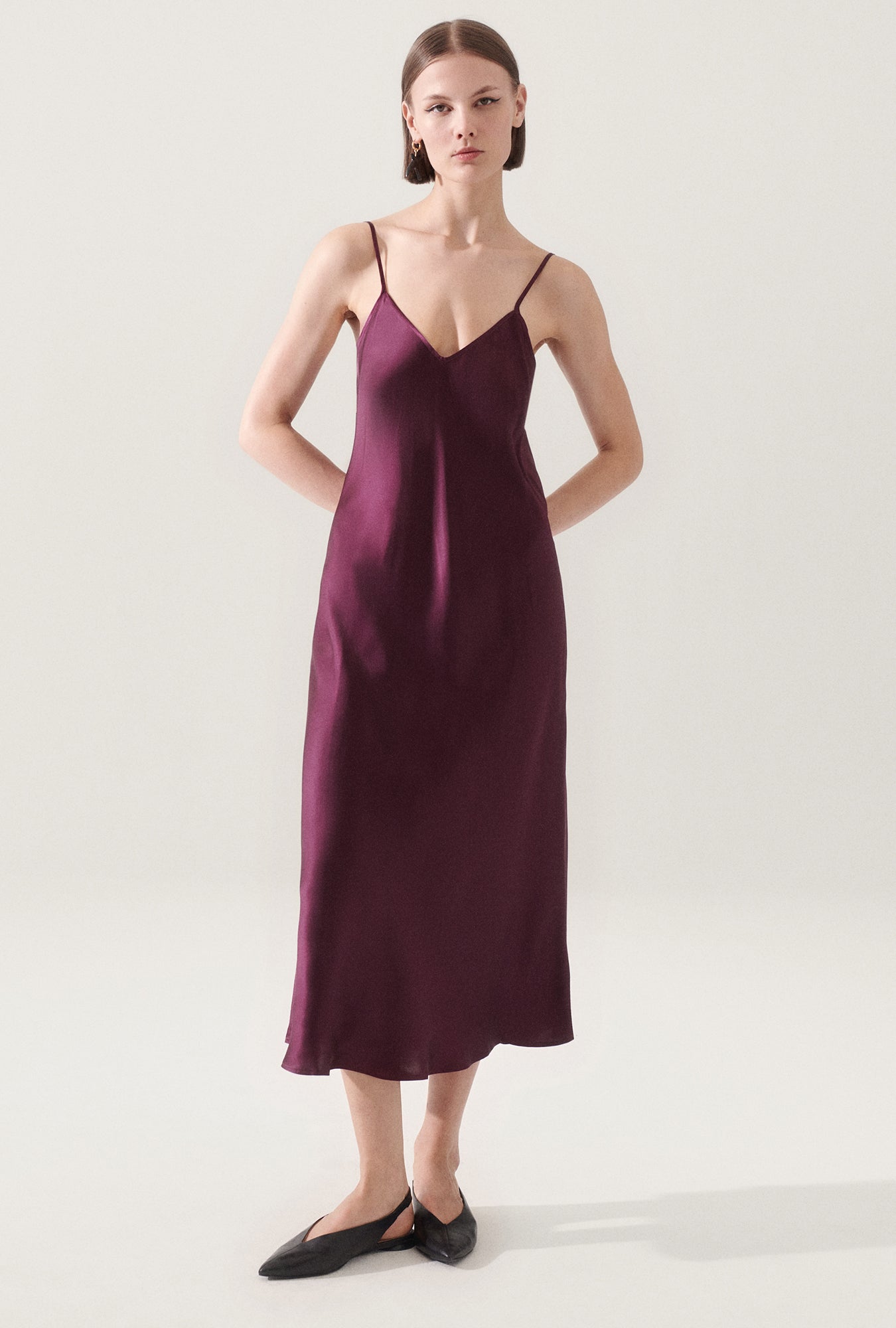 90S SLIP DRESS BLOOD PLUM