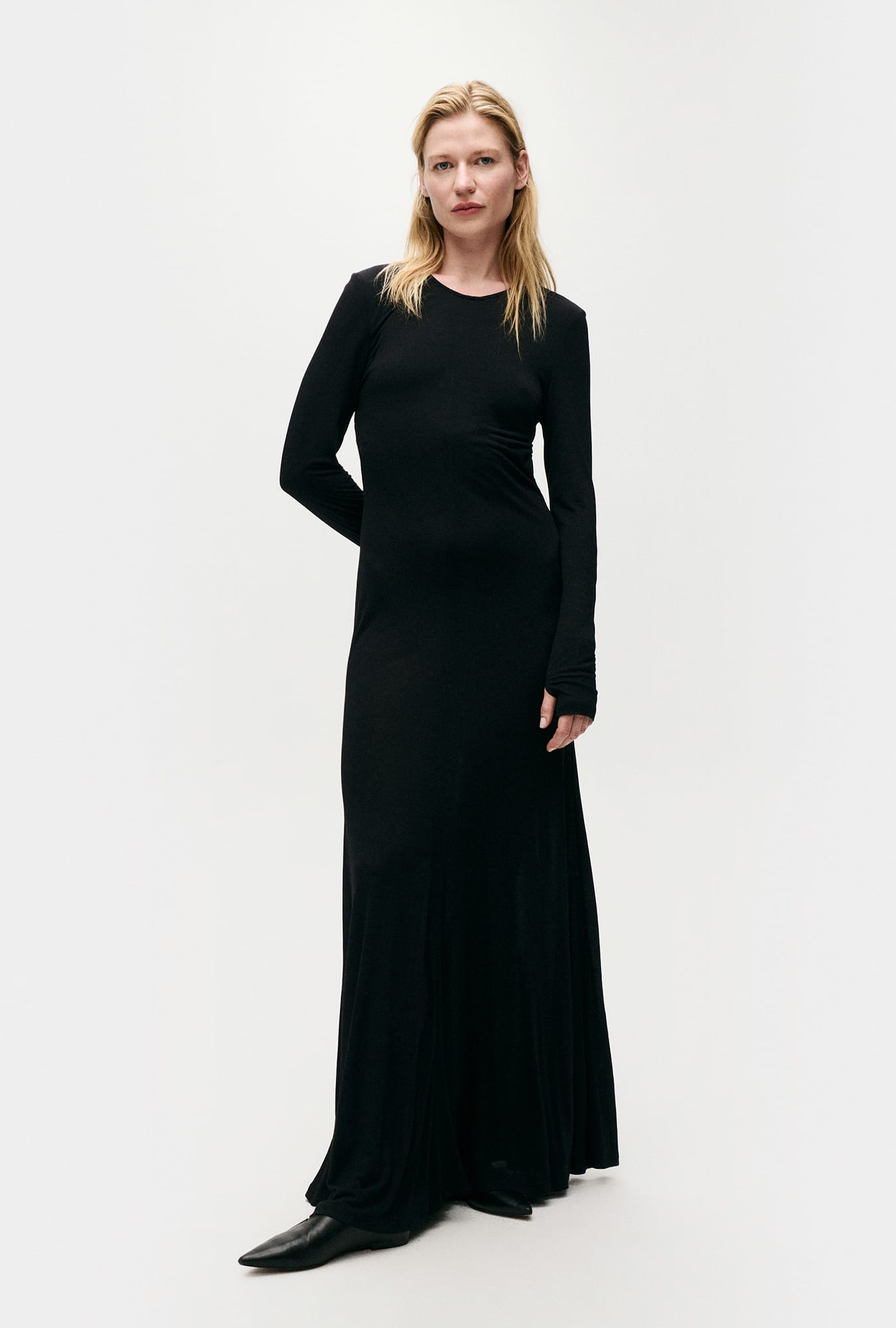 JERSEY MODAL CUTAWAY DRESS BLACK