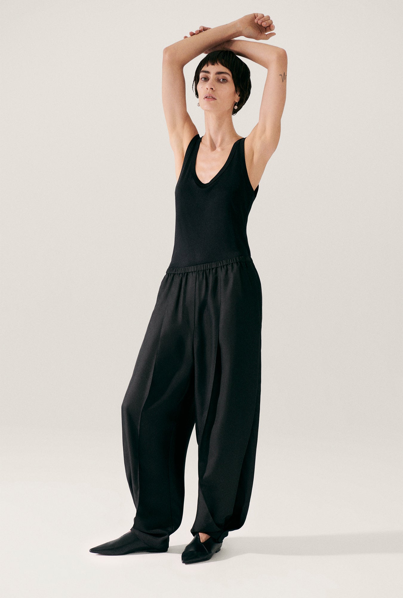 TWILL HAREM PANTS BLACK