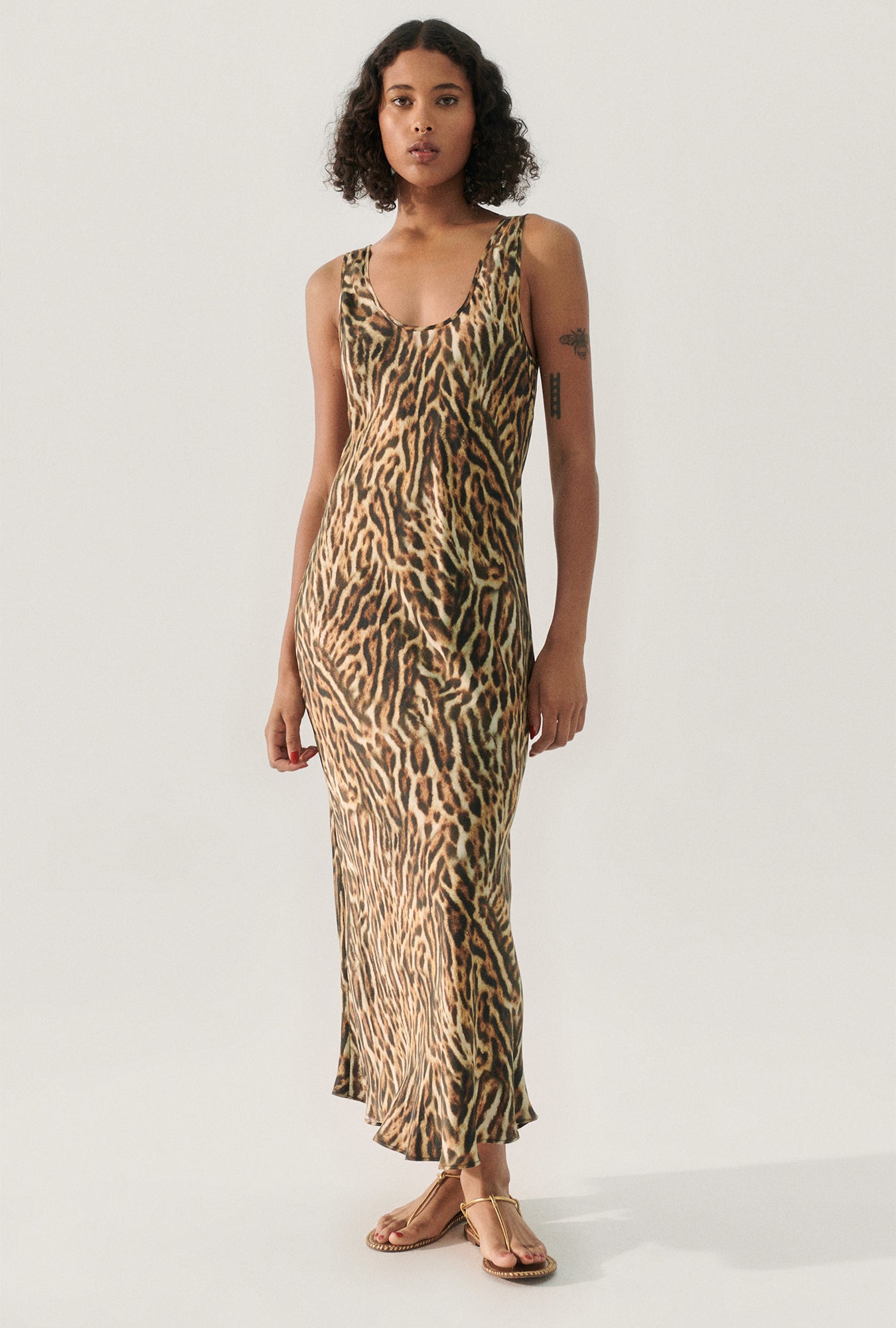 SCOOP NECK DRESS LEOPARD