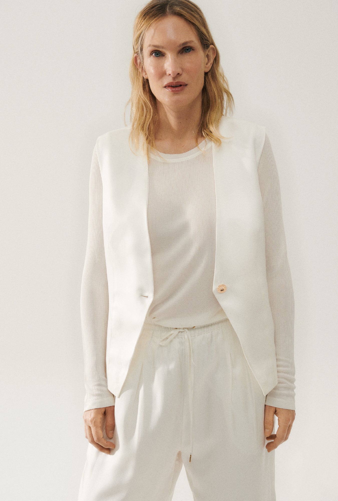 GILET SLOUCH EN TWILL BLANC 