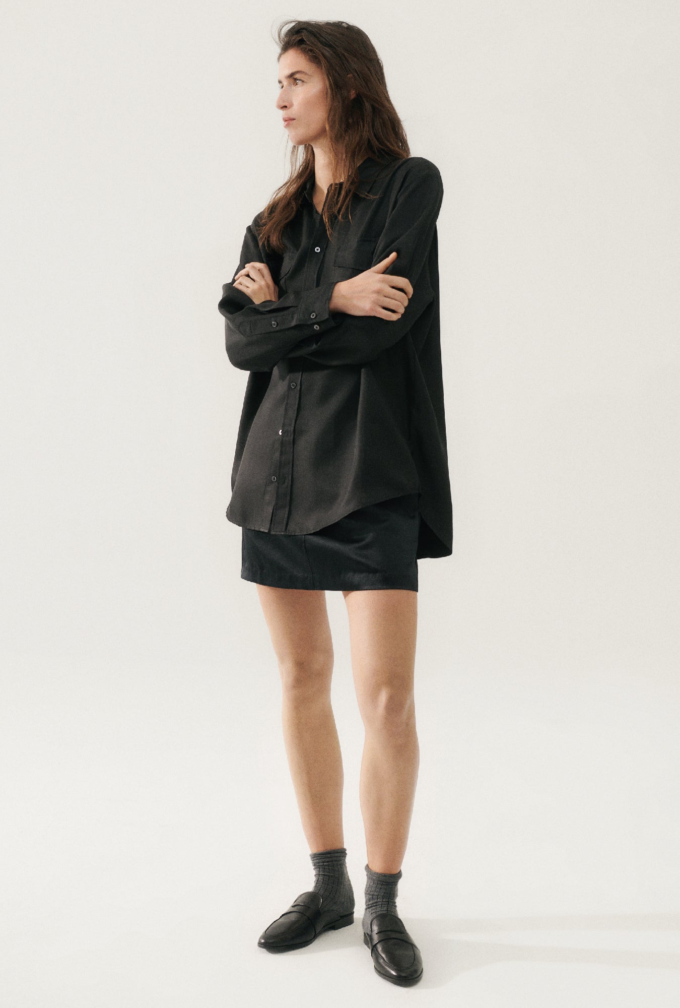 TWILL BOYFRIEND SHIRT BLACK