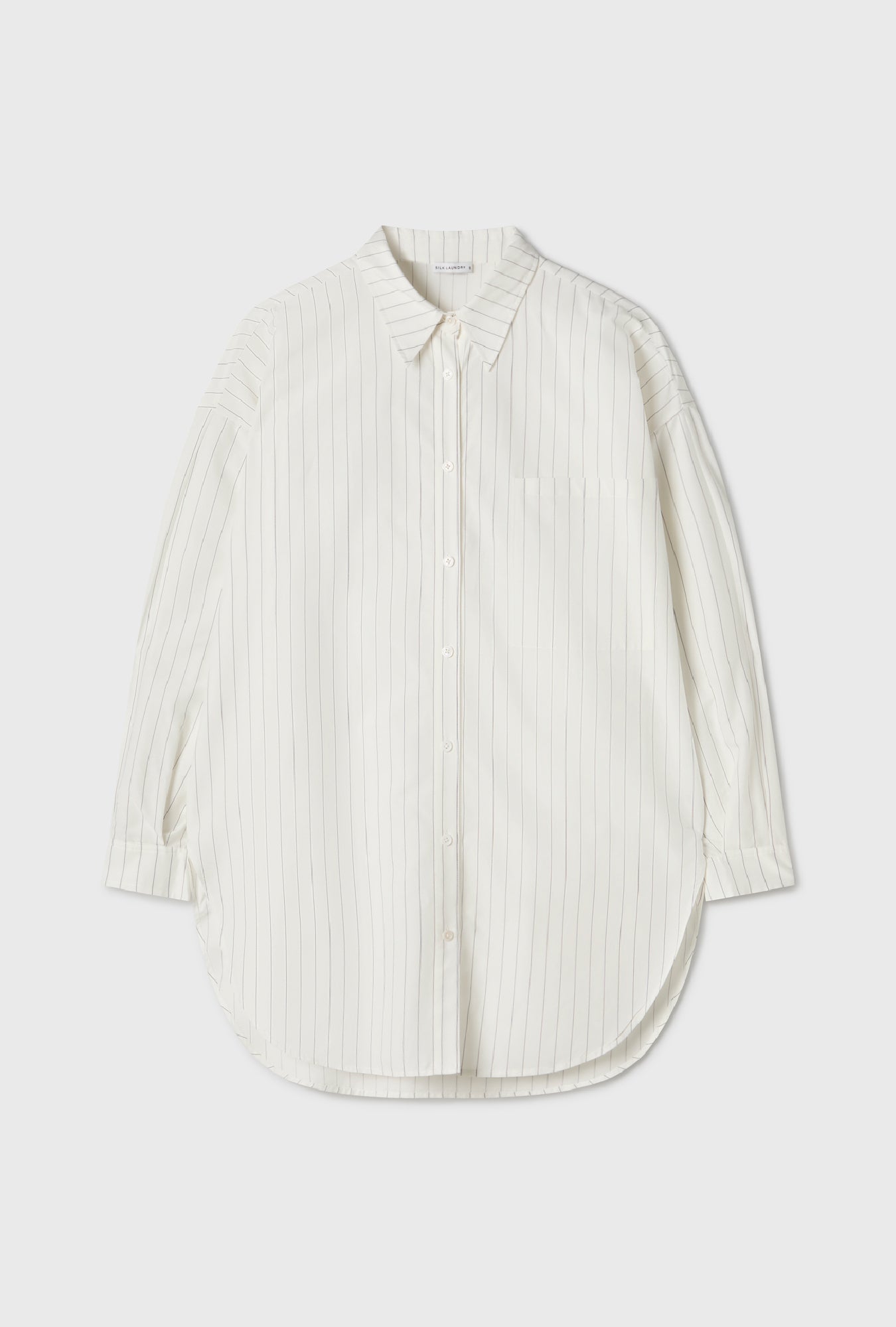 CHEMISE RONDE COTON SOIE BLANC PINSTRIPE