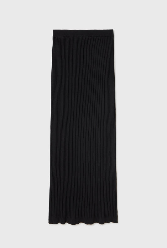 RIBBED STRAIGHT SKIRT BLACK