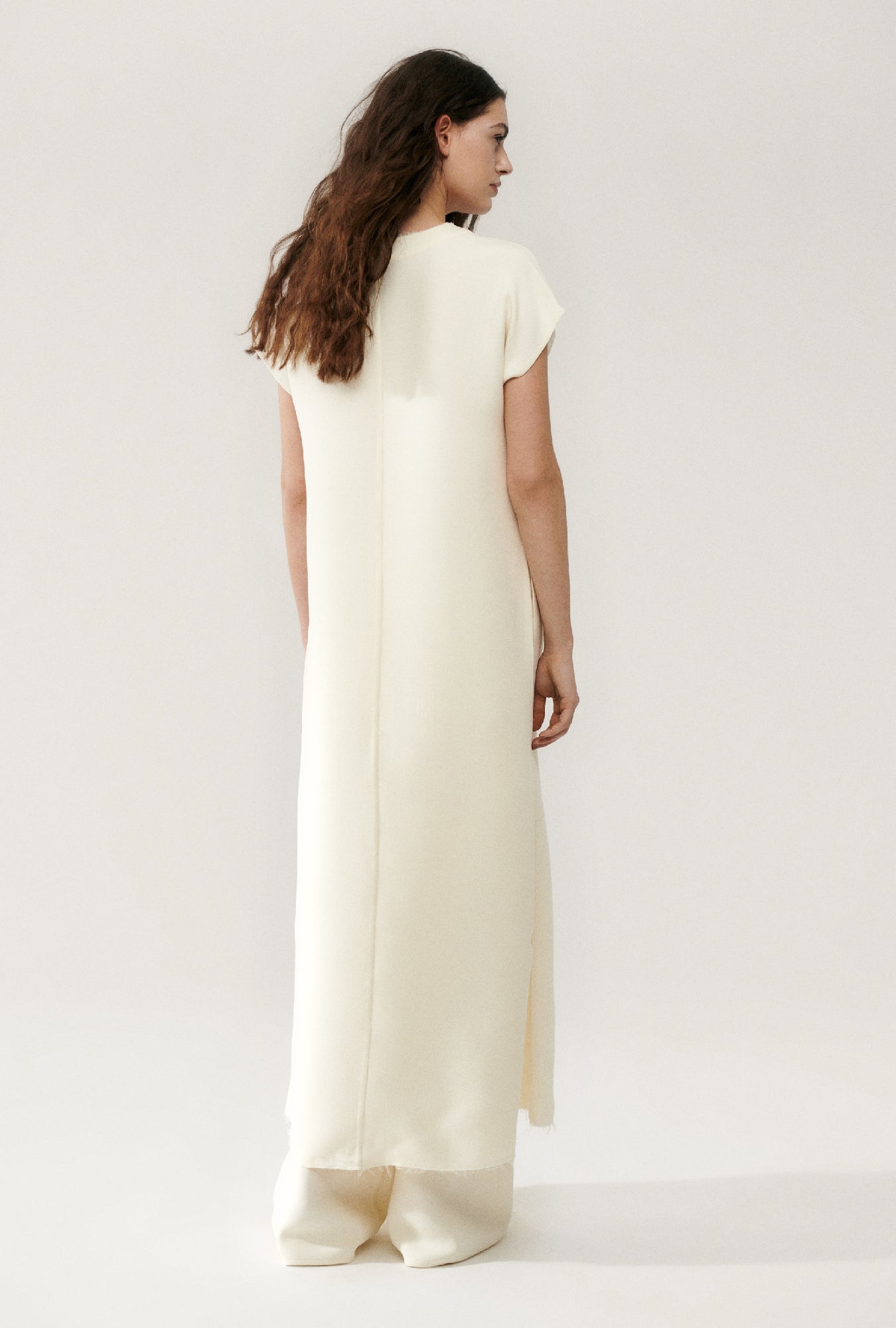 ROBE LONGUE Ample LAINE SOIE CRÈME 