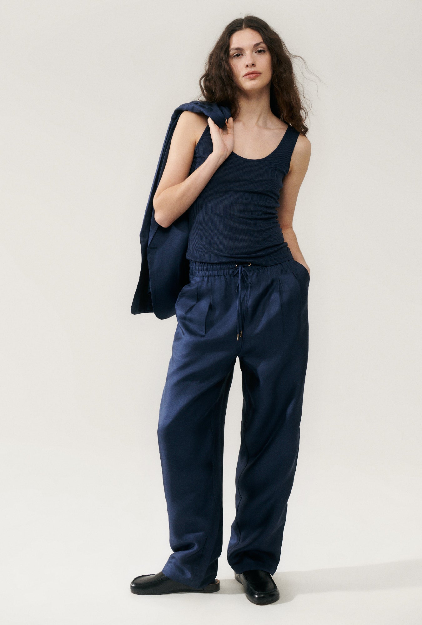 PANTALON SLOUCH EN TWILL MINUIT 