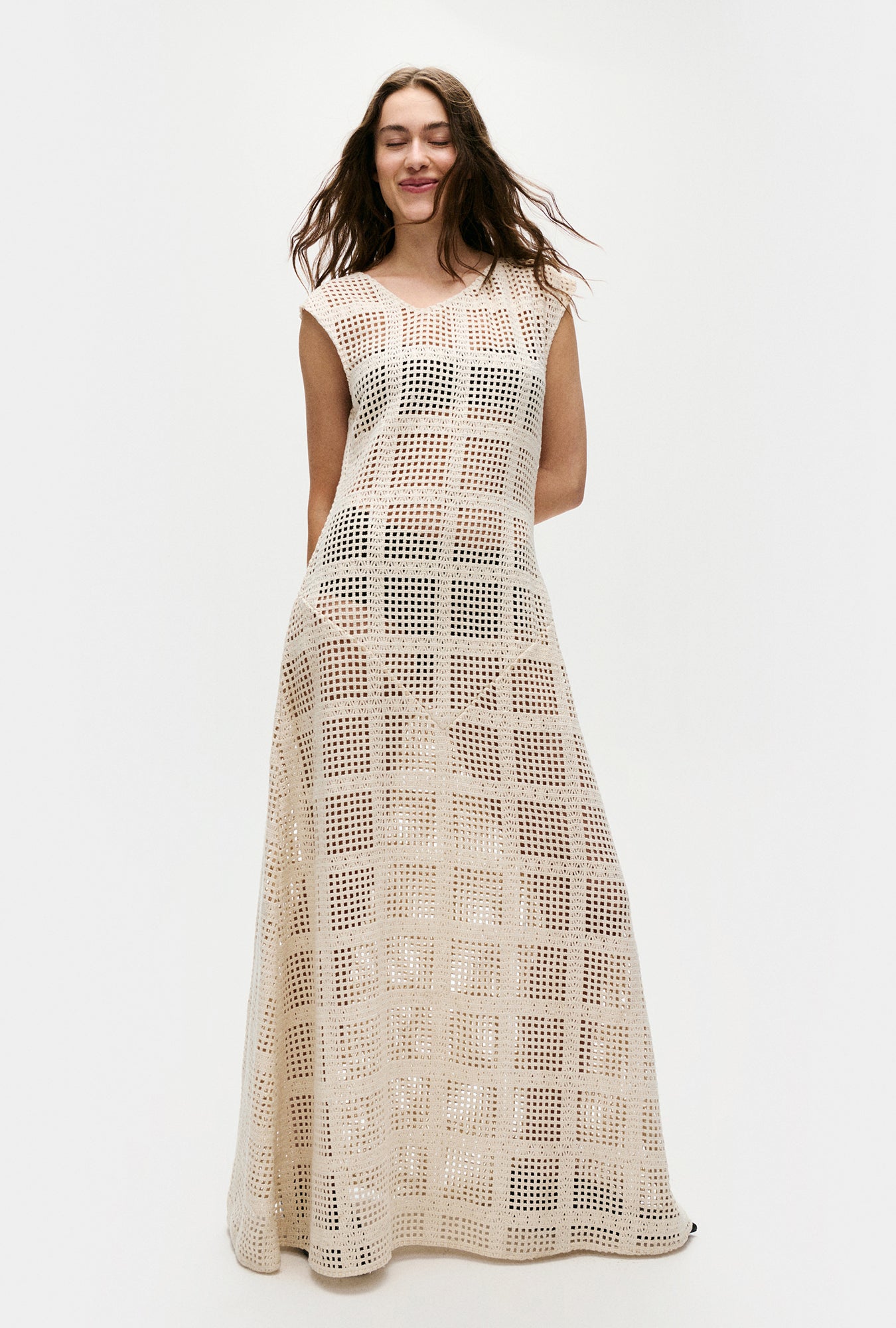 COTTON GRID GOT IT DRESS NATURAL