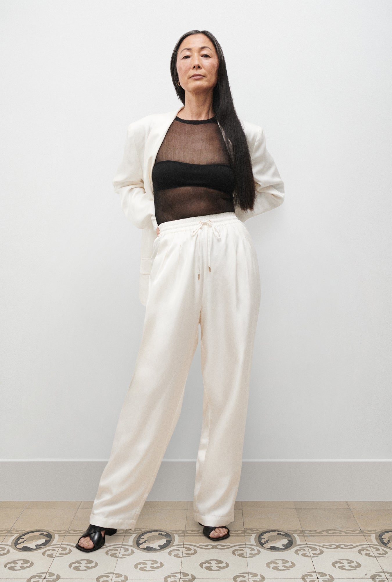 Pantalon couloir en serre blanc