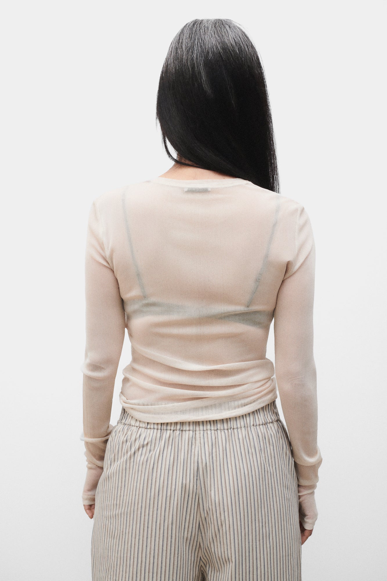 MESH LONG SLEEVE TOP HAZELNUT