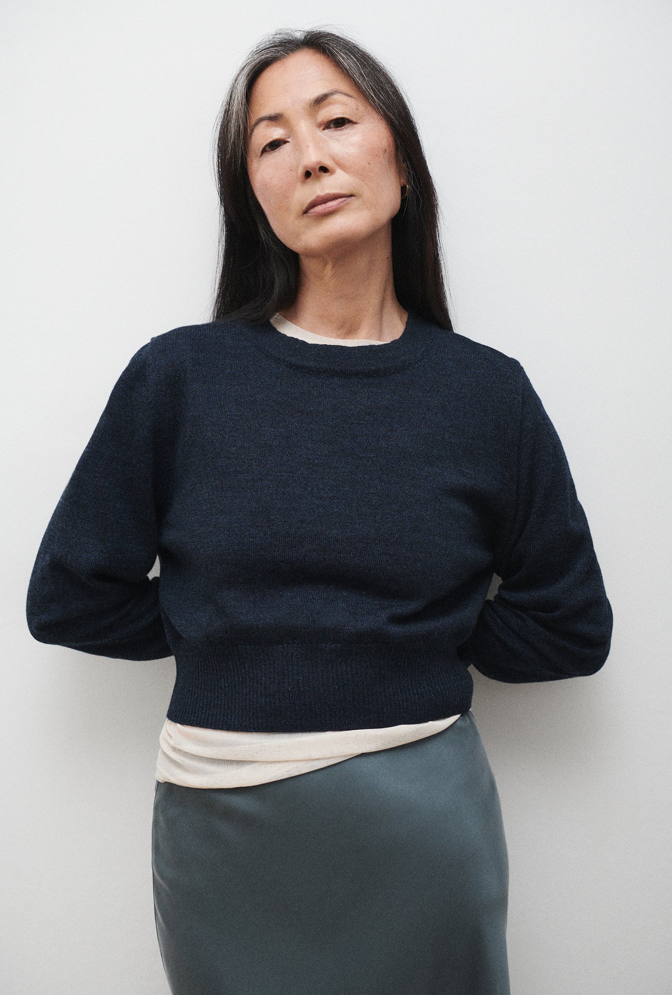 CROPPED CREWNECK AZUL MELANGE