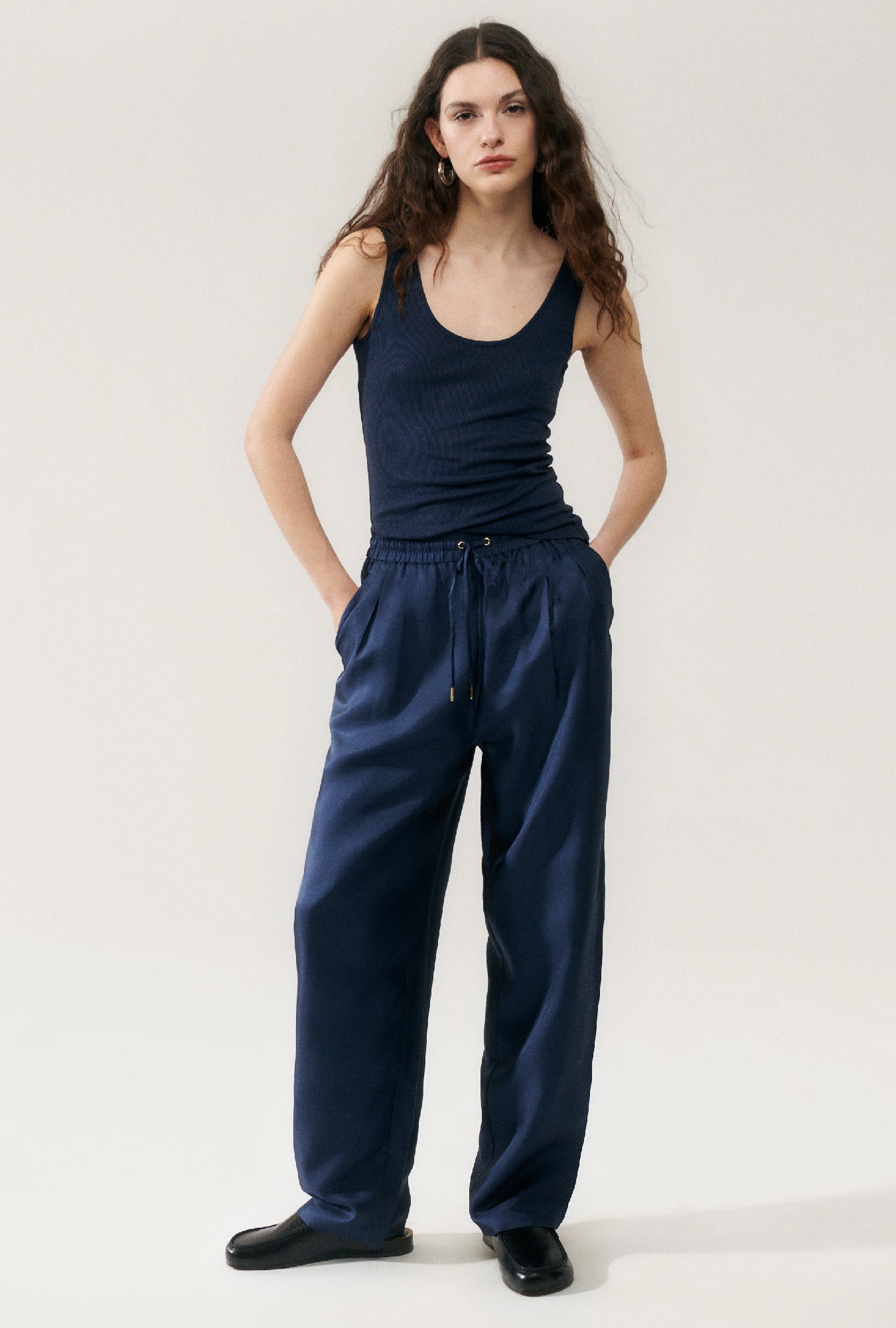 PANTALON SLOUCH EN TWILL MINUIT 