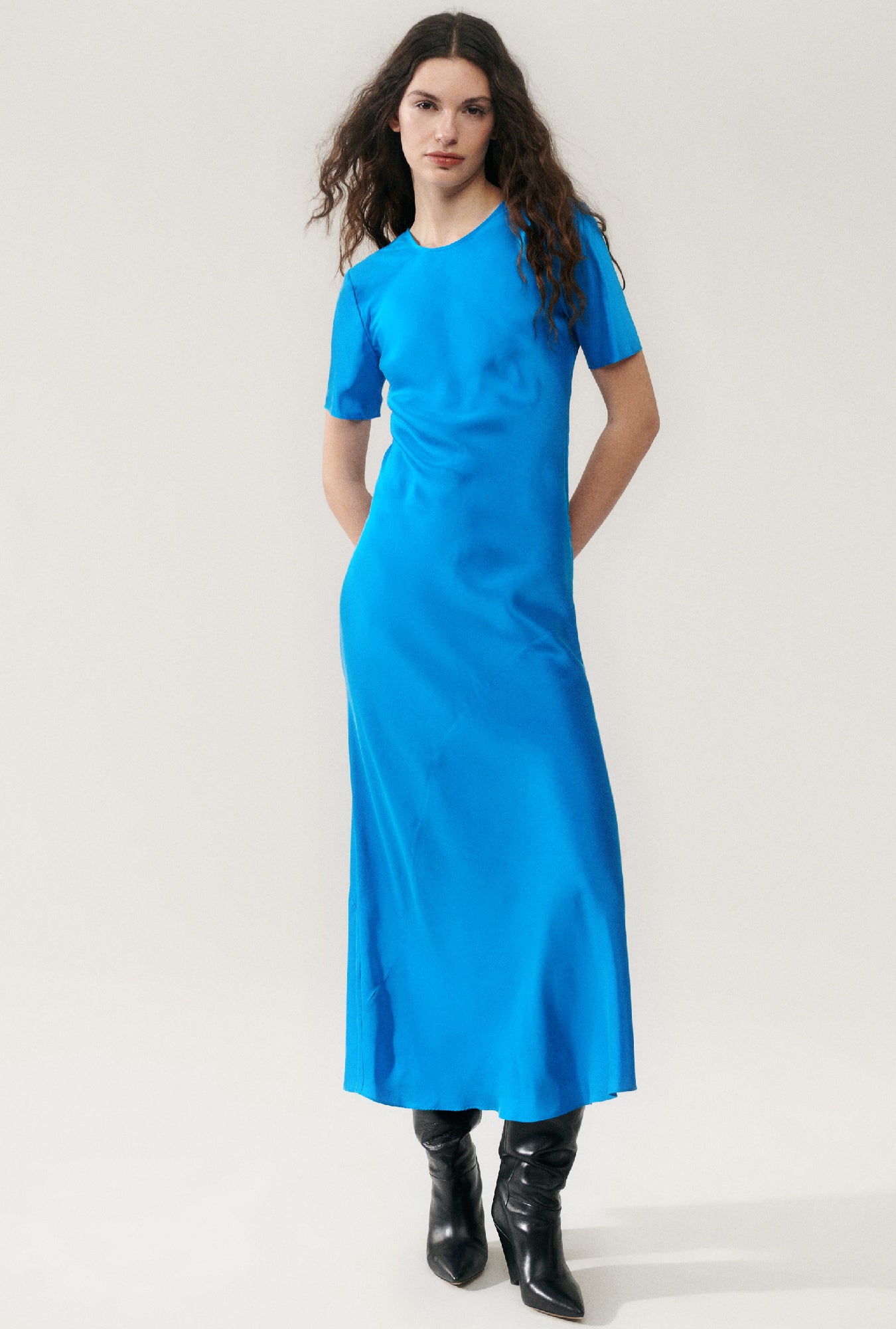 ROBE BIAIS MANCHES COURTES BLEU CÔTE 