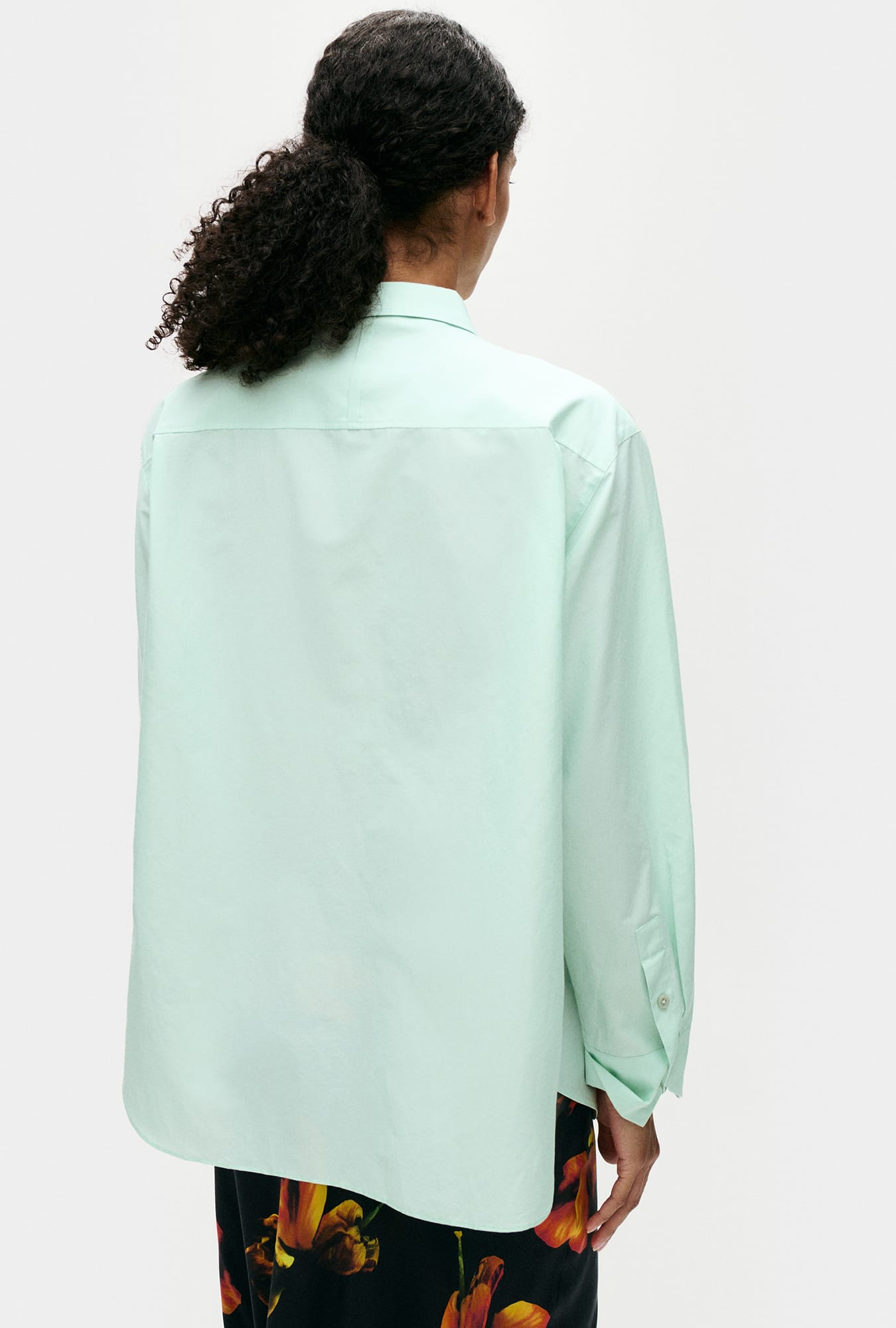 COTTON SILK PLEATED YOKE SHIRT DEW