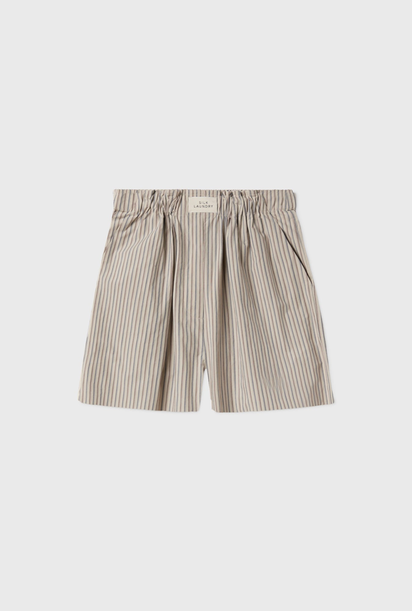 COTTON SILK BOXERS SLATE STRIPE