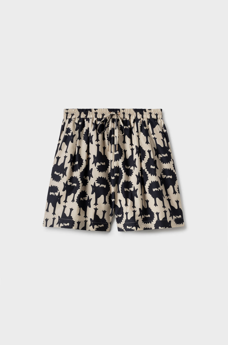 COTTON SILK SLOUCH SHORTS WOLVES