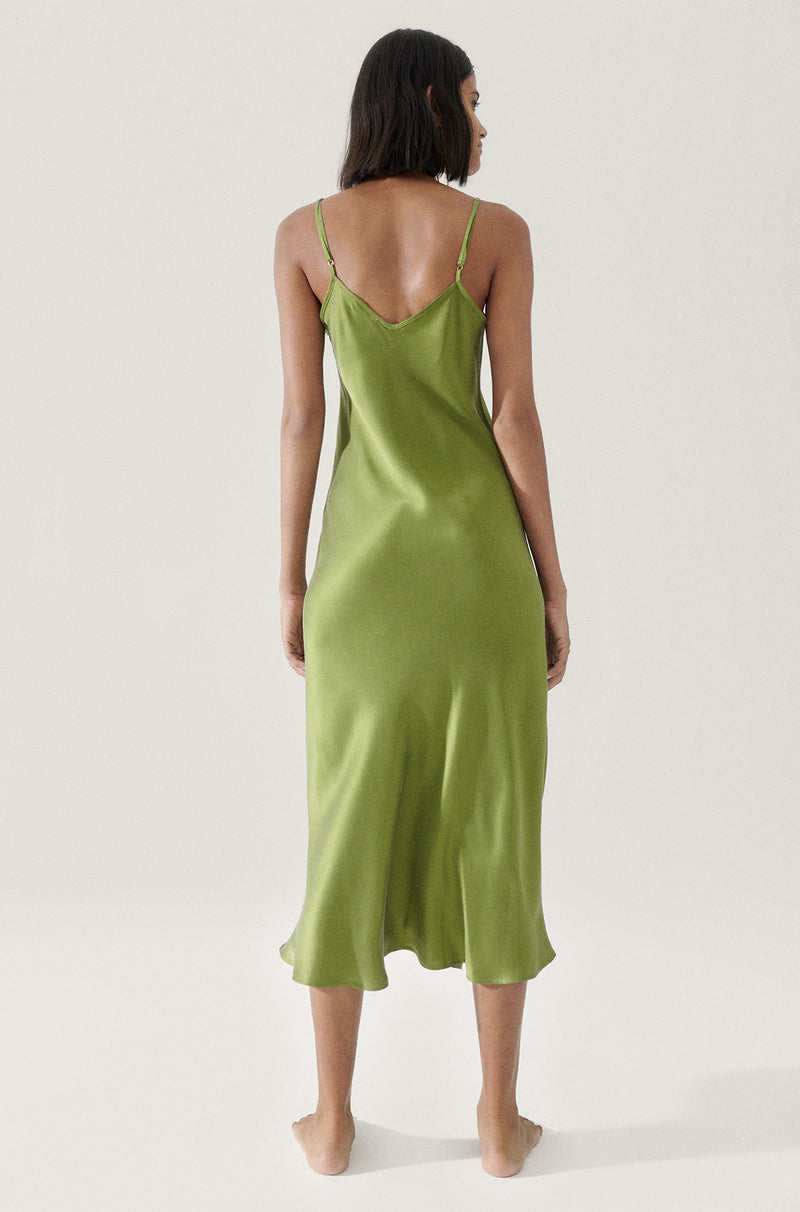 Vintage Green Slip Dress - Blended Fabric - 4 Sizes Available - ApolloBox